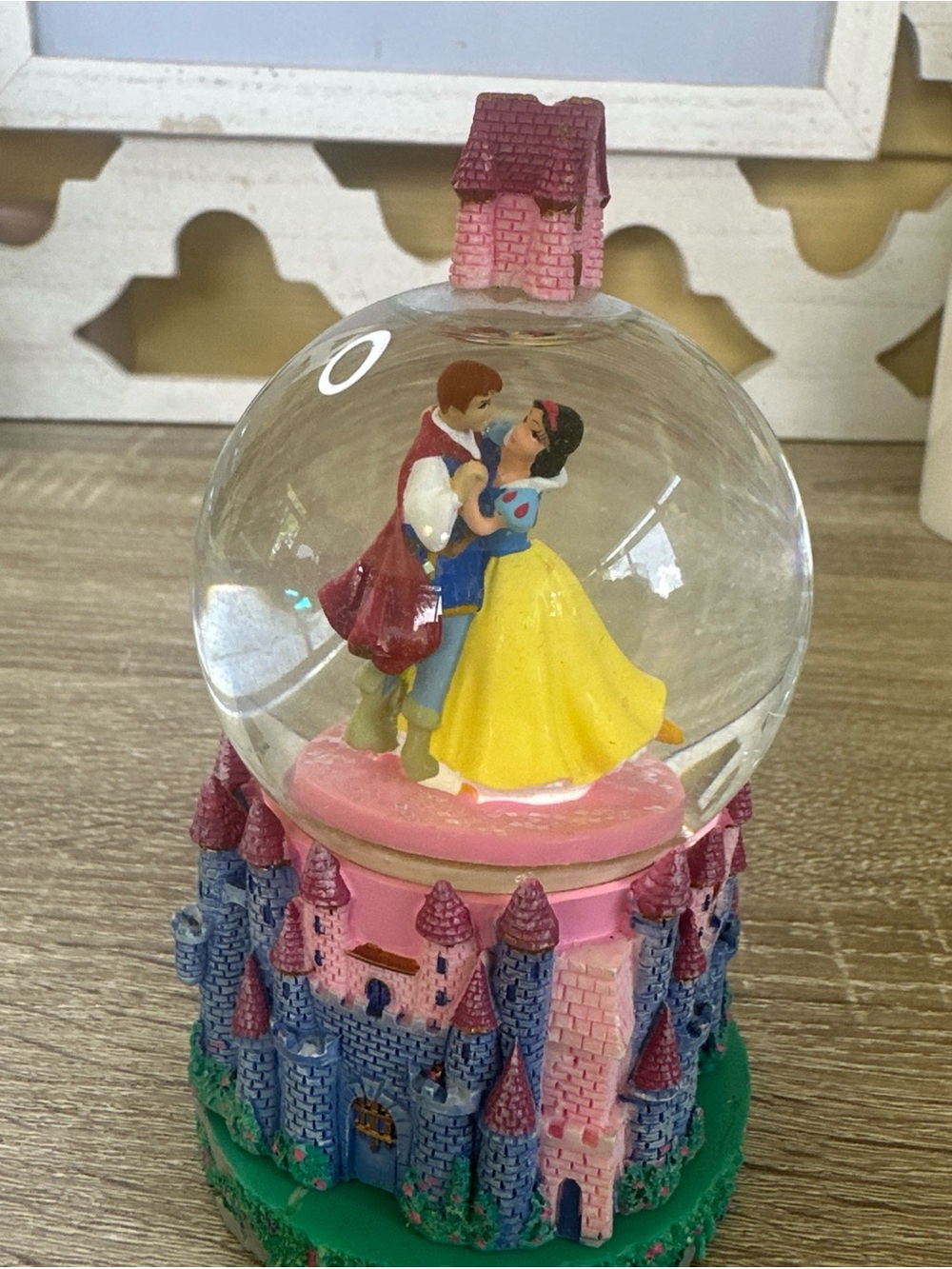 Disney Snow White & Prince Charming Mini Snowglobe Glidder Spinning No Box5-6in